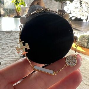 Tory Burch Gold and White Pearl Bracelet